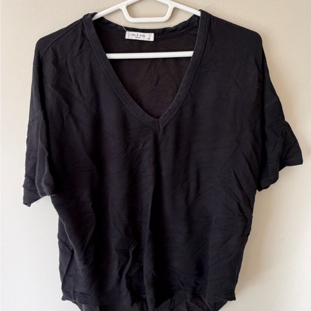 Rag & Bone Black V-Neck Short Sleeve Tee